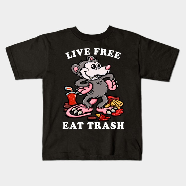 Opossum Trash Cat meme: Live free, eat trash Kids T-Shirt by PnJ